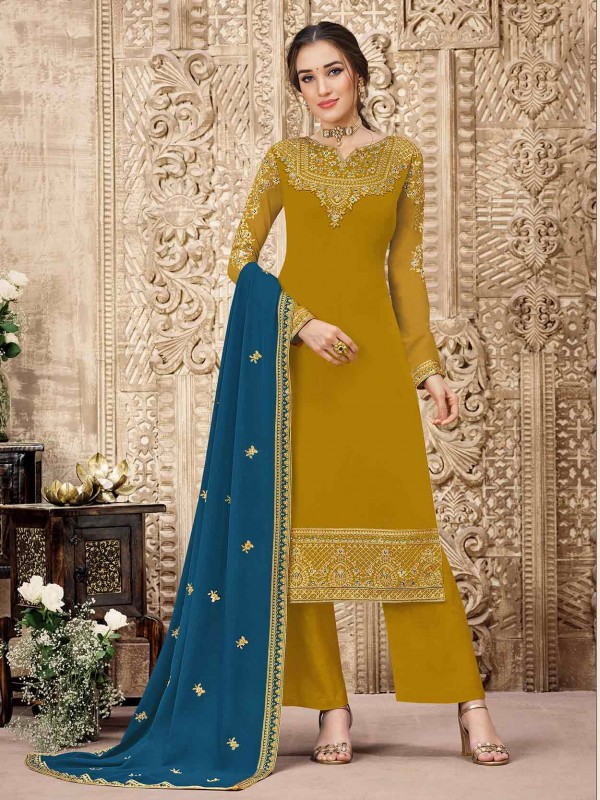 Mustard Yellow Colour Women Salwar Suit in Georgette Fabric.