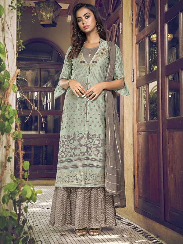 Brown Colour Art Silk Fabric Women Salwar Kameez.