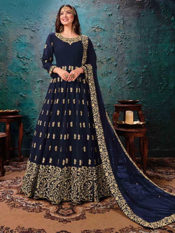 Blue Colour Georgette Designer Salwar Suit.