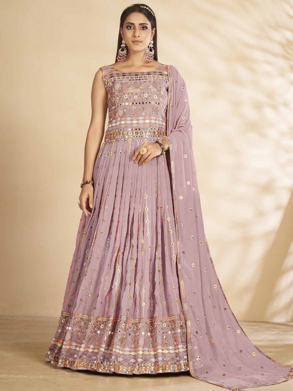 Pink Colour Georgette Fabric Designer Gown.