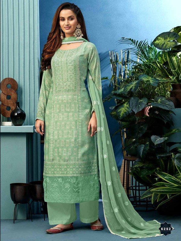 Shantoon Fabric Green Colour Palazzo Salwar Suit.