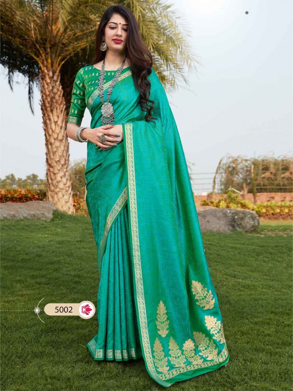 Banarasi Silk Designer Saree Rama Green Colour.