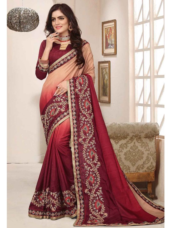 Red Colour Designer Sari.