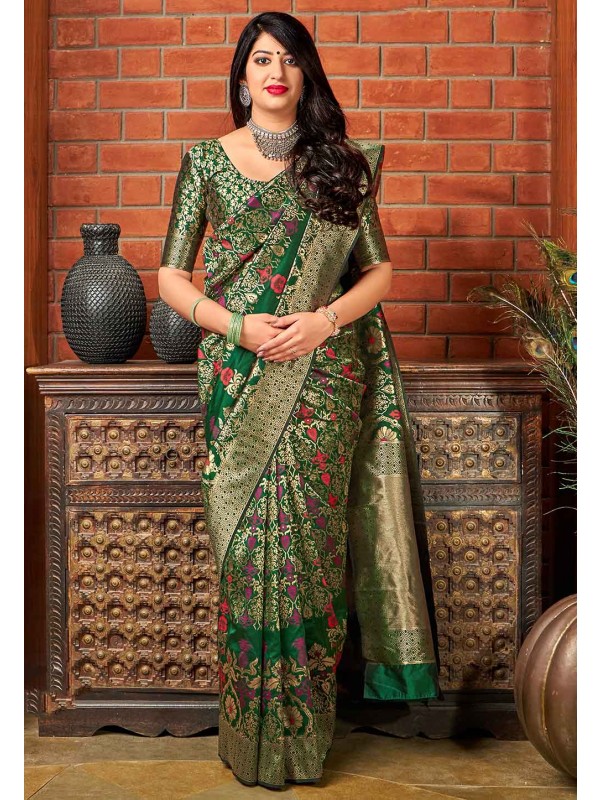 Green Colour Traditional Saree.