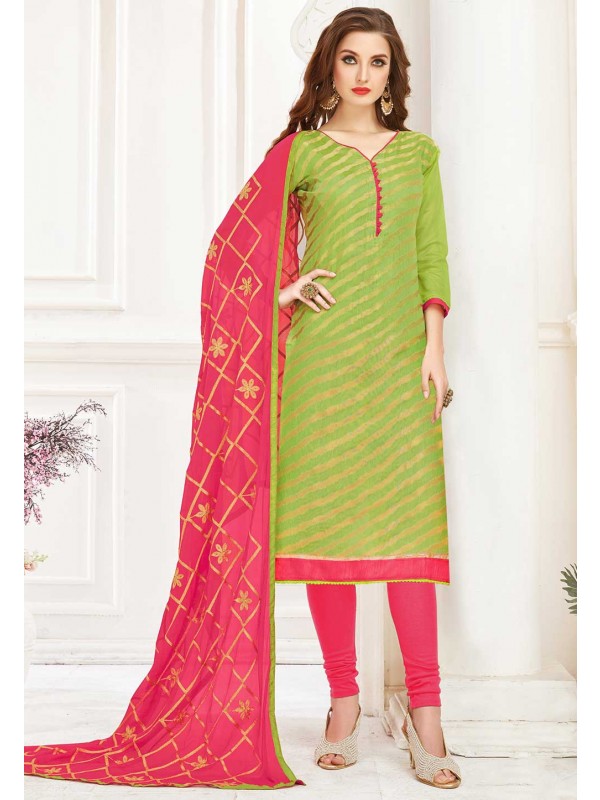 Green Colour Printed Salwar Suit.