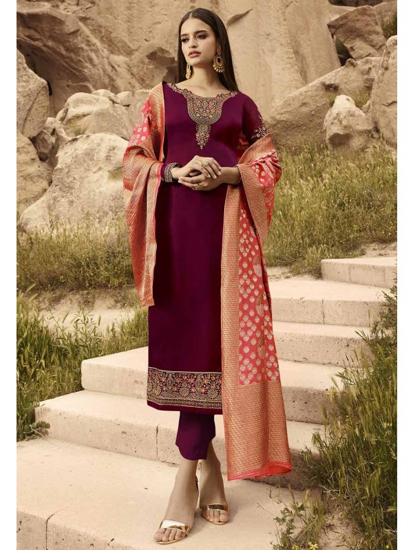 Maroon Colour Designer Salwar Suit.