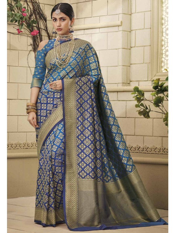 Blue Colour Weaving Saree.