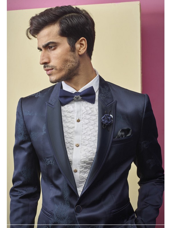 Blue Colour Designer Tuxedo Suit.