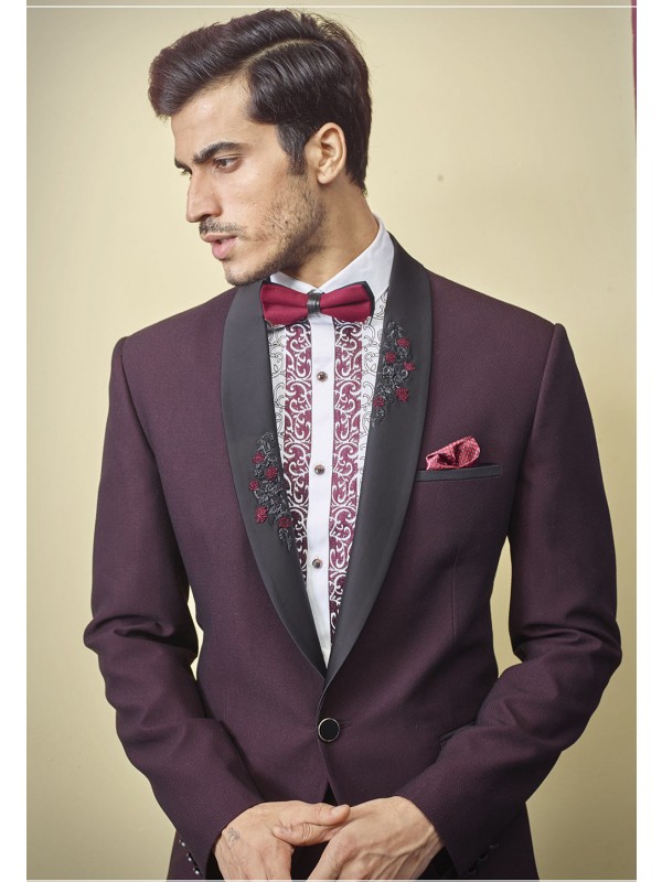 Wine Colour Indian Wedding Suit.