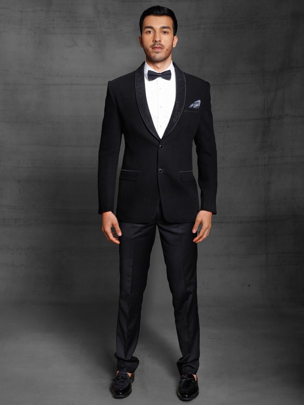 Black Colour Designer Groom Suit Imported Fabric.