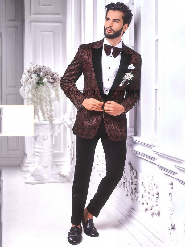 Wine Colour Imported Fabric Party Wear Mens Suit.