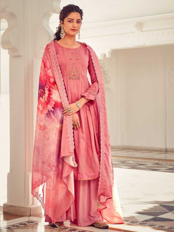 Pink Colour Cotton Fabric Designer Salwar Suit.