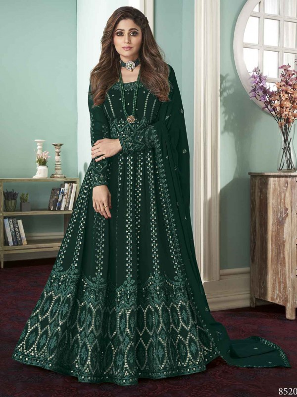 Georgette Fabric Designer Salwar Suit Green Colour.