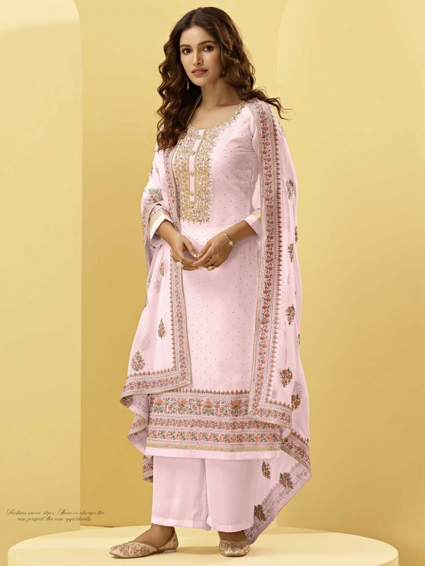 Pink Colour Designer Salwar Suit in Georgette Fabric.