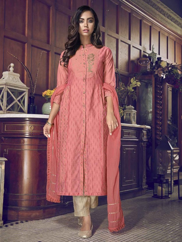 Pink Colour Art Silk Women Salwar Suit.