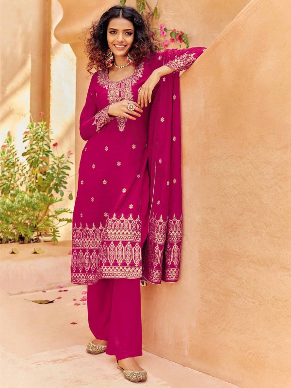 Pink Colour Silk Fabric Salwar Suit.