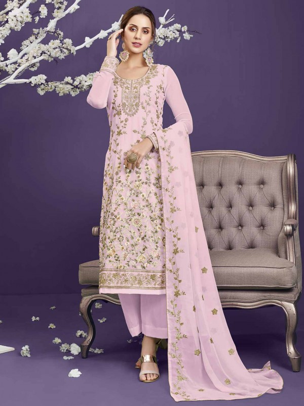Pink Colour Georgette Designer Salwar Suit.