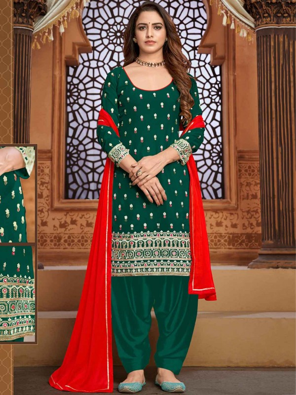 Georgette Fabric Designer Salwar Suit Green Colour.