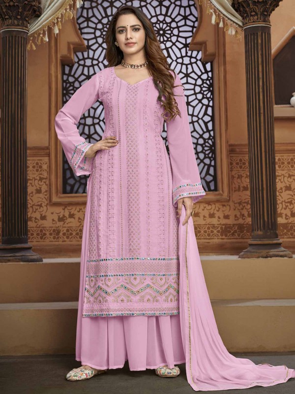 Pink Colour Georgette Fabric Women Salwar Suit.