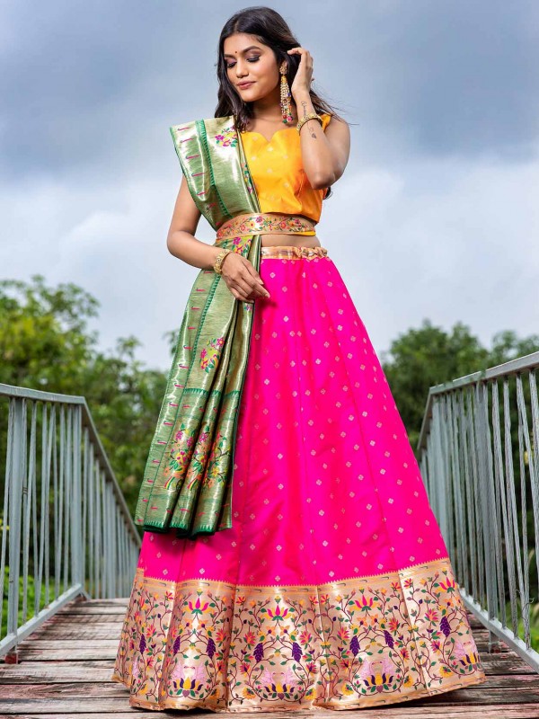Silk Fabric Designer Lehenga Choli Pink Colour.