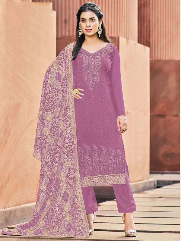 Magenta Colour Georgette Fabric Salwar Suit.