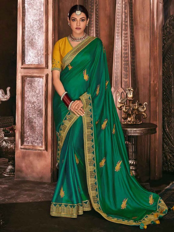 Green Colour Silk Indian Designer Saree.