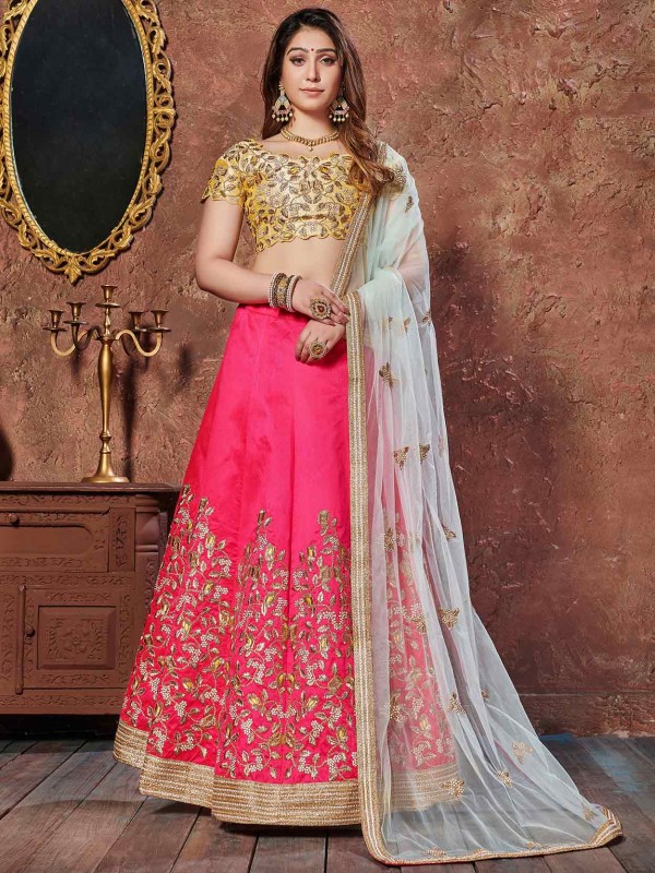 Pink Colour Silk Fabric Designer Lehenga Choli.