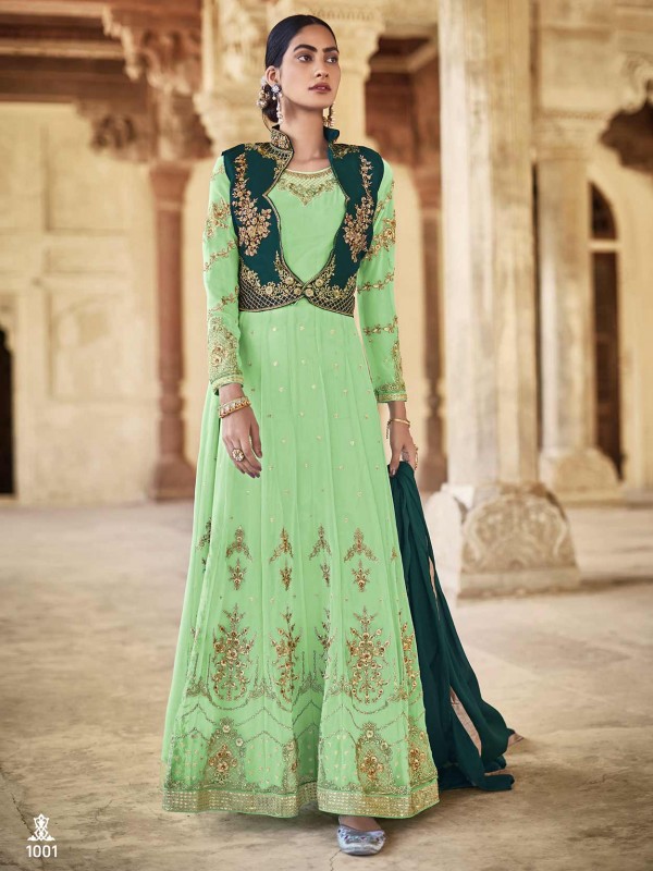 Green Colour Georgette Fabric Salwar Suit.