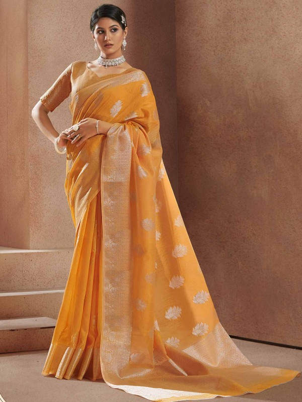 Orange Colour Silk Designer Saree.
