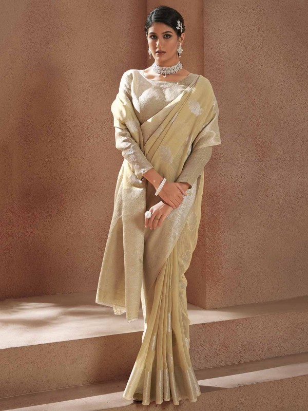 Beige Colour Silk Women Saree.