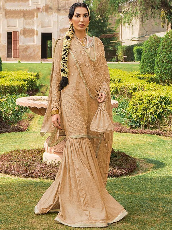 Brown Colour Georgette Sharara Salwar Suit.