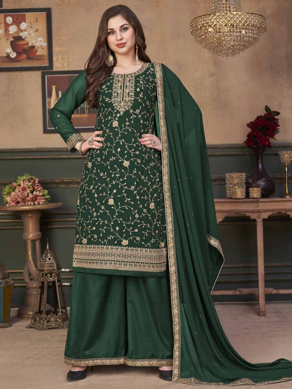 Green Colour Georgette Fabric Salwar Suit.