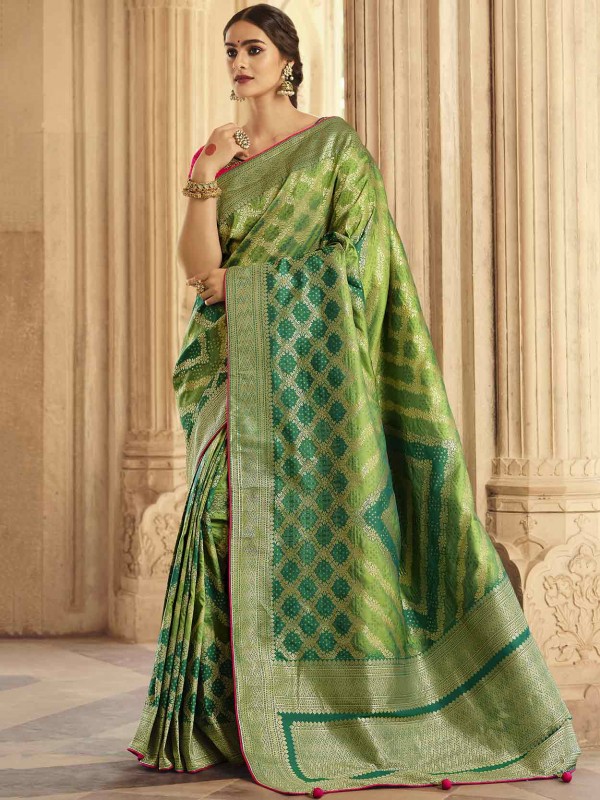 Green Colour Silk Fabric Saree.