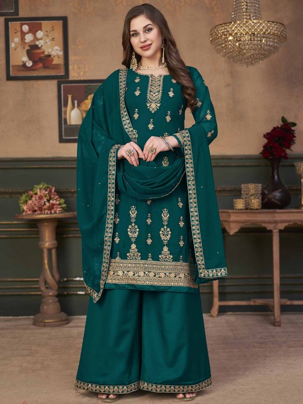 Green Colour Georgette Fabric Salwar Kameez.