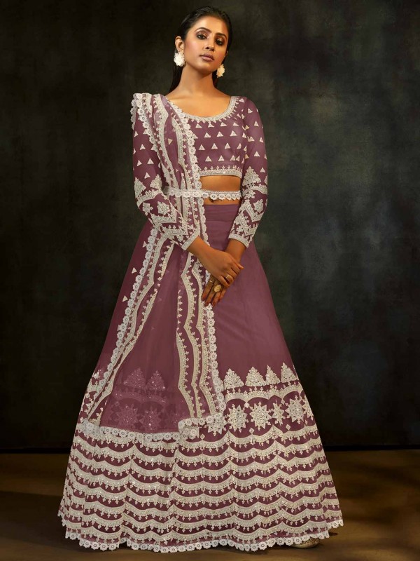Purple Colour Net Fabric Women Lehenga Choli.