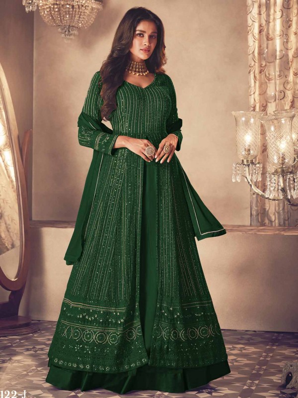 Green Colour Anarkali Salwar Kameez in Georgette Fabric.