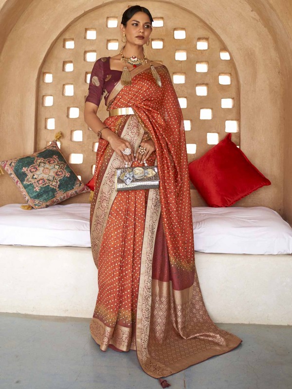 Designer Silk Saree Red Colour.