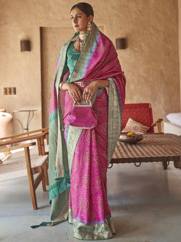 Pink Colour Silk Fabric Women Saree.