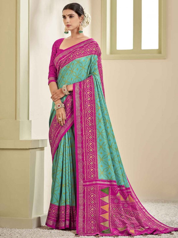 Green Colour Fancy Silk Women Saree.