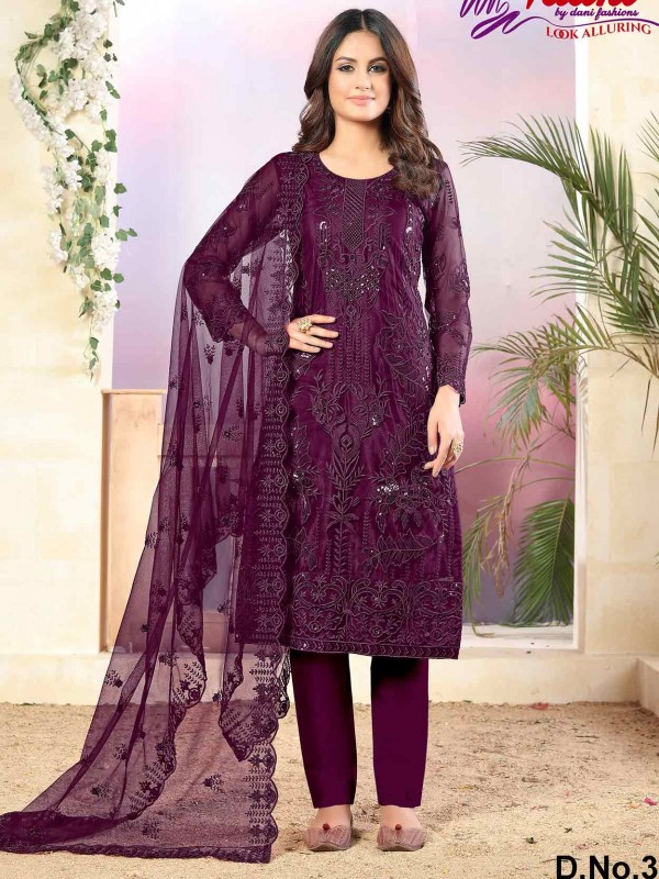 Designer Salwar Suit Purple Colour.