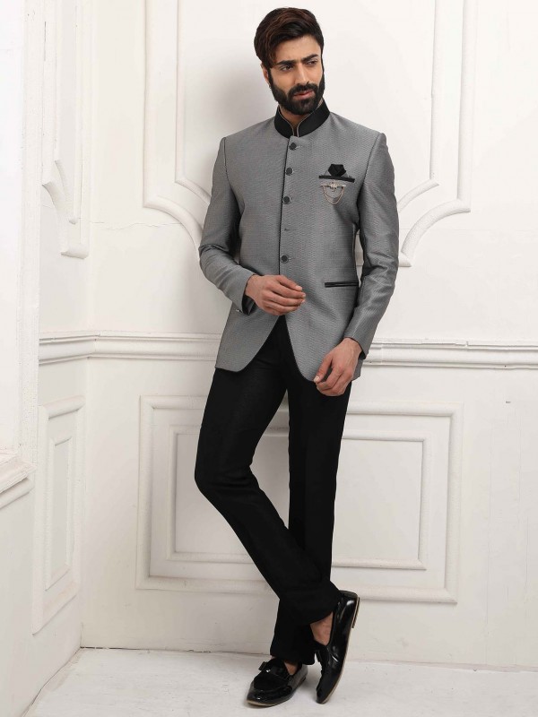 Imported Fabric Mens Jodhpuri Suit Grey Colour.