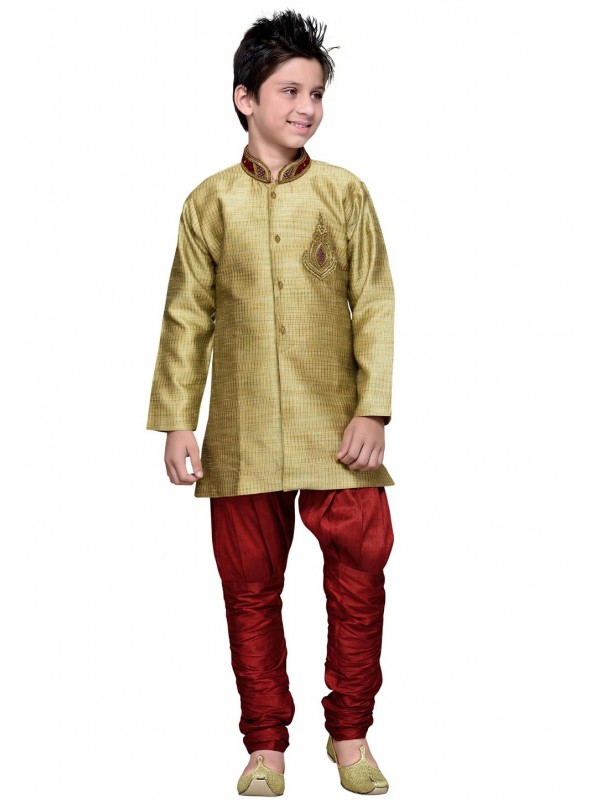 Golden Color Boy's Readymade Kurta Pajama.