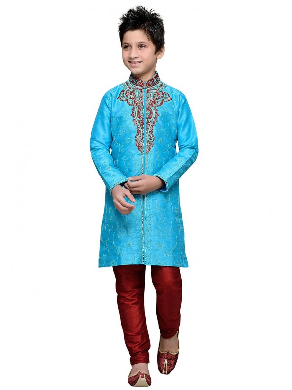 Turquoise Color Boy's Readymade Kurta Pajama.