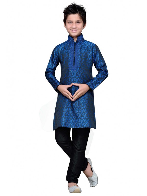 Blue Color Boy's Designer Kurta Pajama.