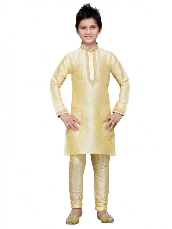 Cream Color Boy's Traditional Kurta Pajama.