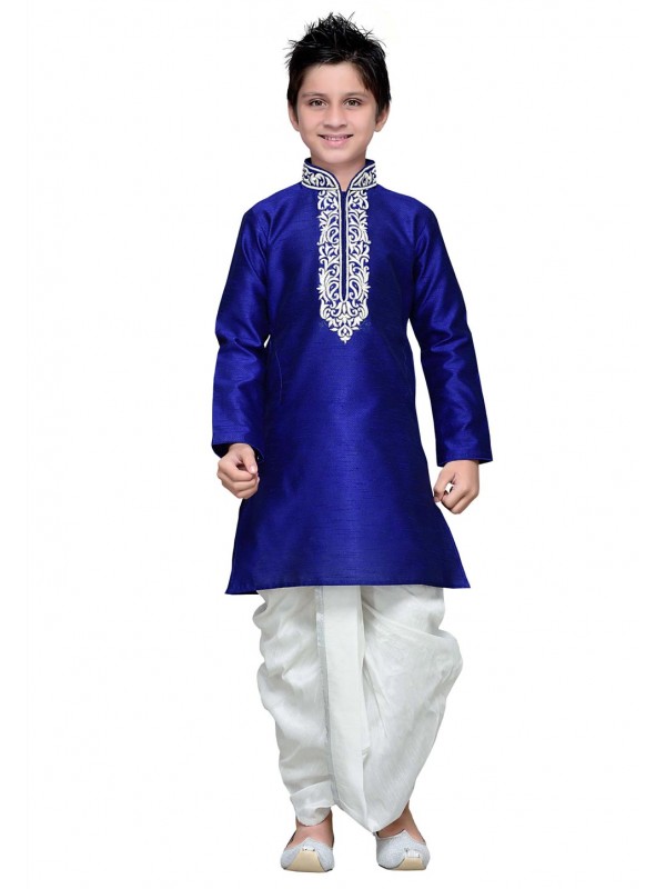 Blue Color Cotton Boy's Dhoti Kurta.