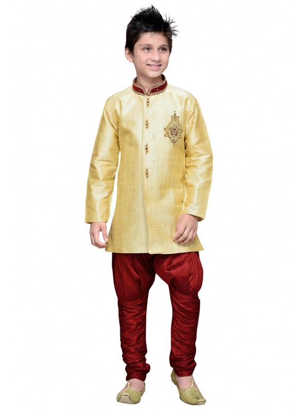 Boy's Yellow Color Cotton Kurta Pajama.