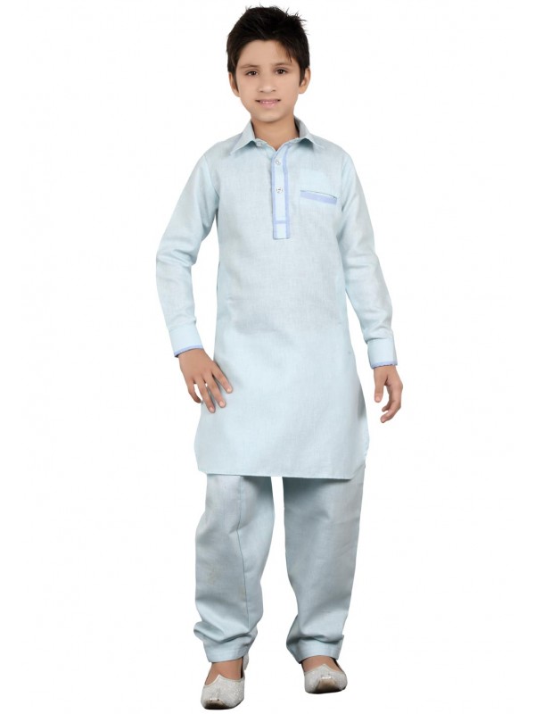Sky Blue Color Boy's Pathani Kurta Pajama.