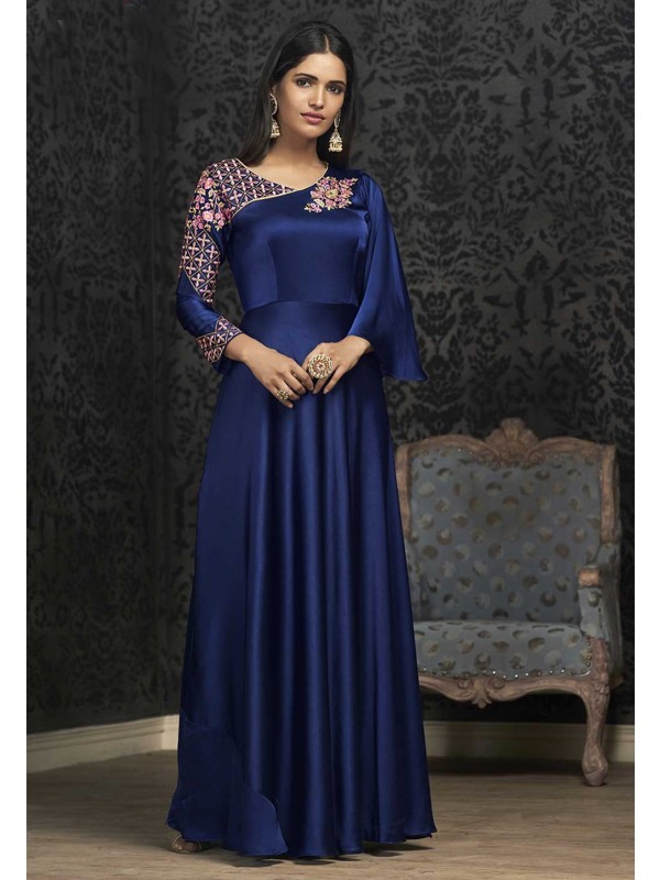 Beautiful Blue Colour Designer Gown.