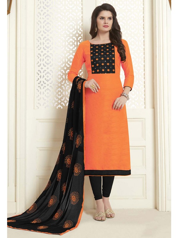 Orange Colour Casual Salwar Suit.